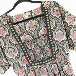 ONE WORLD Womens Studded Short Sleeve Blouse XL